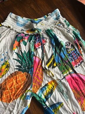 Tracy Reese Multi-Color Tropical Print Elastic Waist Pants